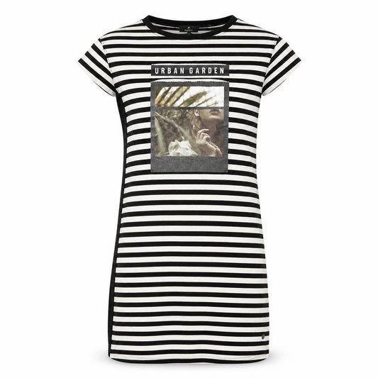 Monari Women's Black Striped T-Shirt Dress, Size 8