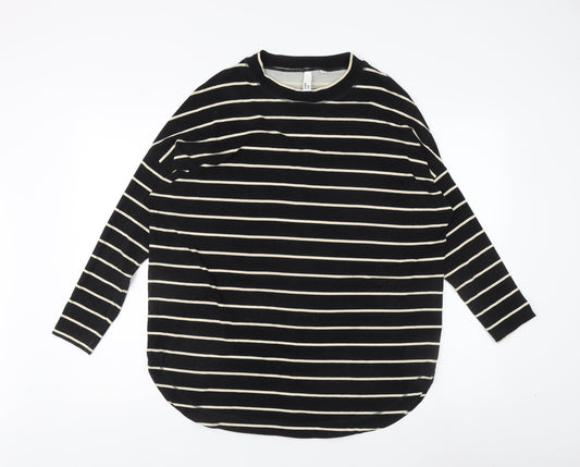 AND/OR Women's Black Striped T-Shirt Size 8