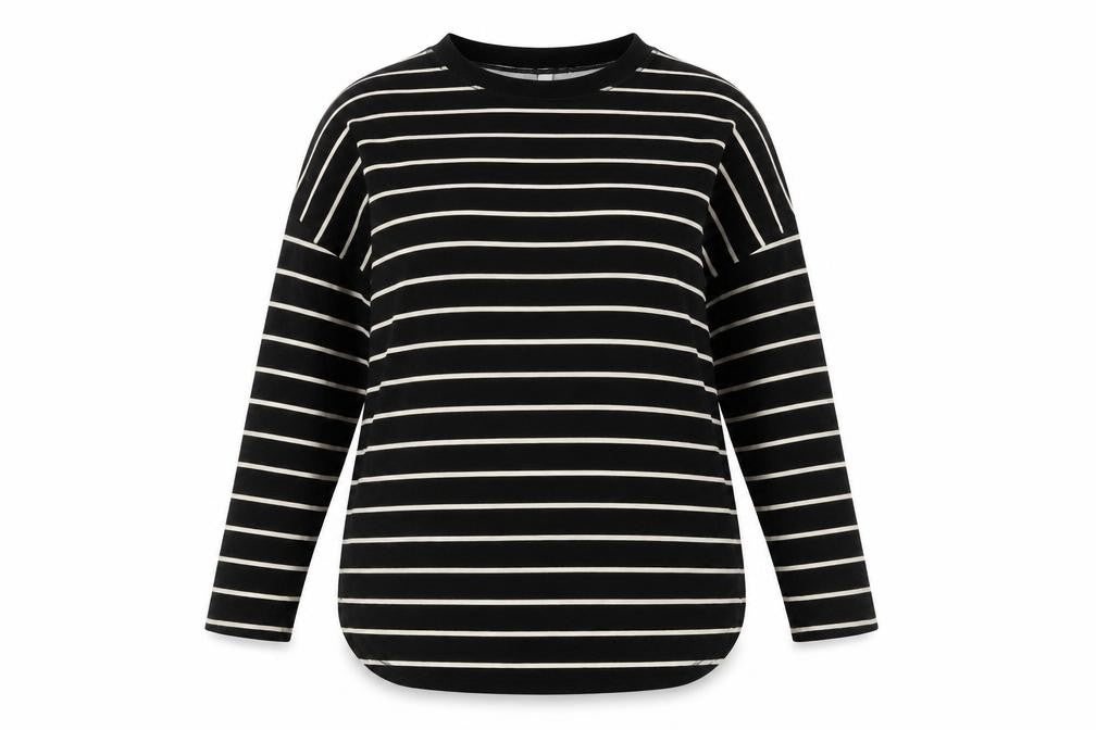 AND/OR Women's Black Striped T-Shirt Size 8