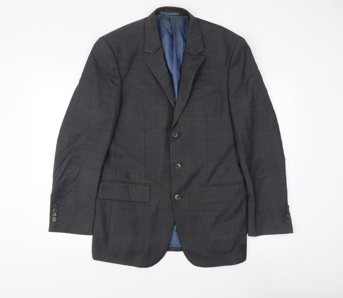 Next Men's Grey 38R Wool Blazer, Regular Fit