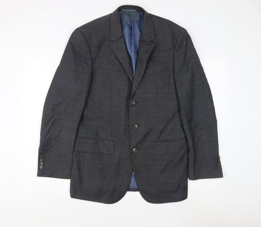 Next Men's Grey 38R Wool Blazer, Regular Fit