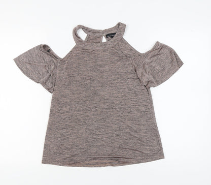 Warehouse Women's Grey Size 10 Cold Shoulder Top