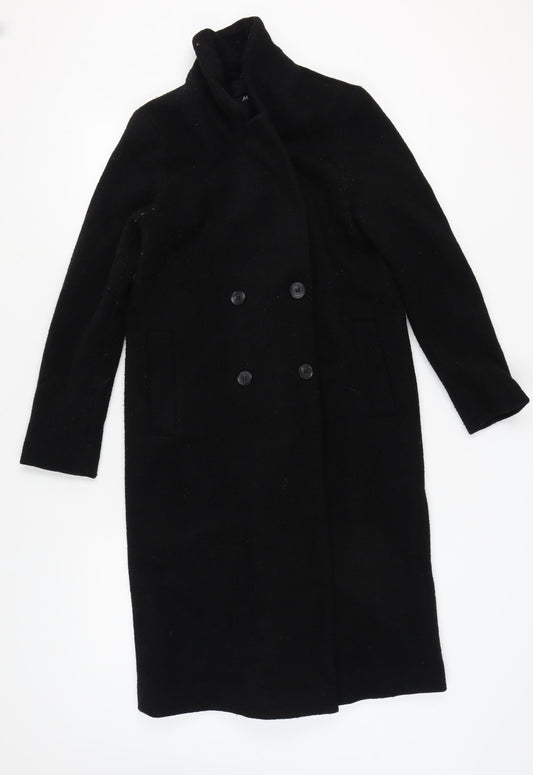 Monki Women's Black Long Overcoat - Size S, Elegant Casual