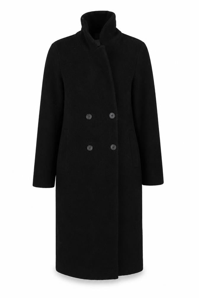 Monki Women's Black Long Overcoat - Size S, Elegant Casual