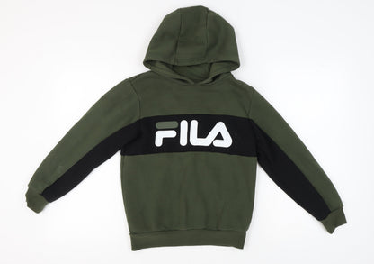 Additional front view of Fila boys’ green hoodie 12-13 years pullover casual