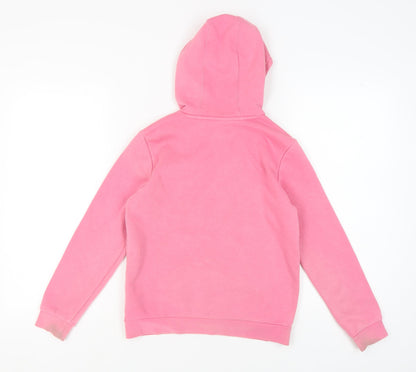 Back view of Adidas girls’ pink hoodie pullover 11-12 years logo sports