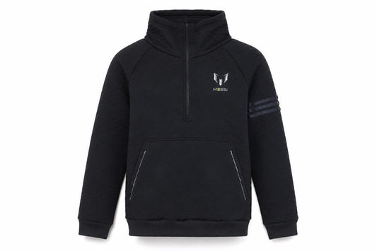 Front view of Adidas boys’ black sweatshirt 15-16 years 1/2 zip sports