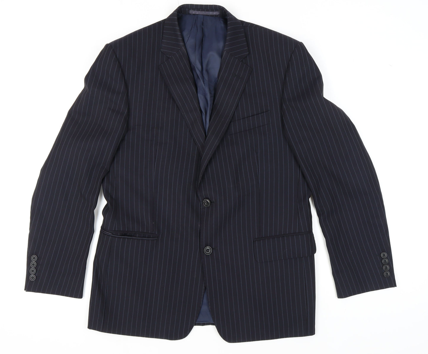 Marks and Spencer Men's Blue Striped Blazer 40R