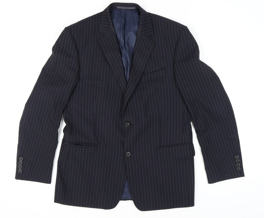 Marks and Spencer Men's Blue Striped Blazer 40R