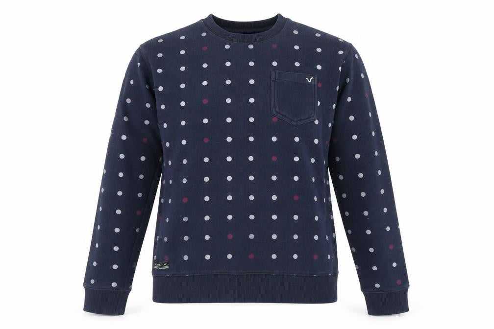 Voi Jeans Blue Polka Dot Pullover Sweatshirt, Size 10, Unisex