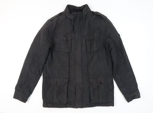 Ben Sherman Men's Black Nylon Blend Military Jacket Size L