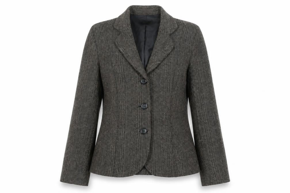 Caviar Women's Grey Herringbone Blazer Size 12