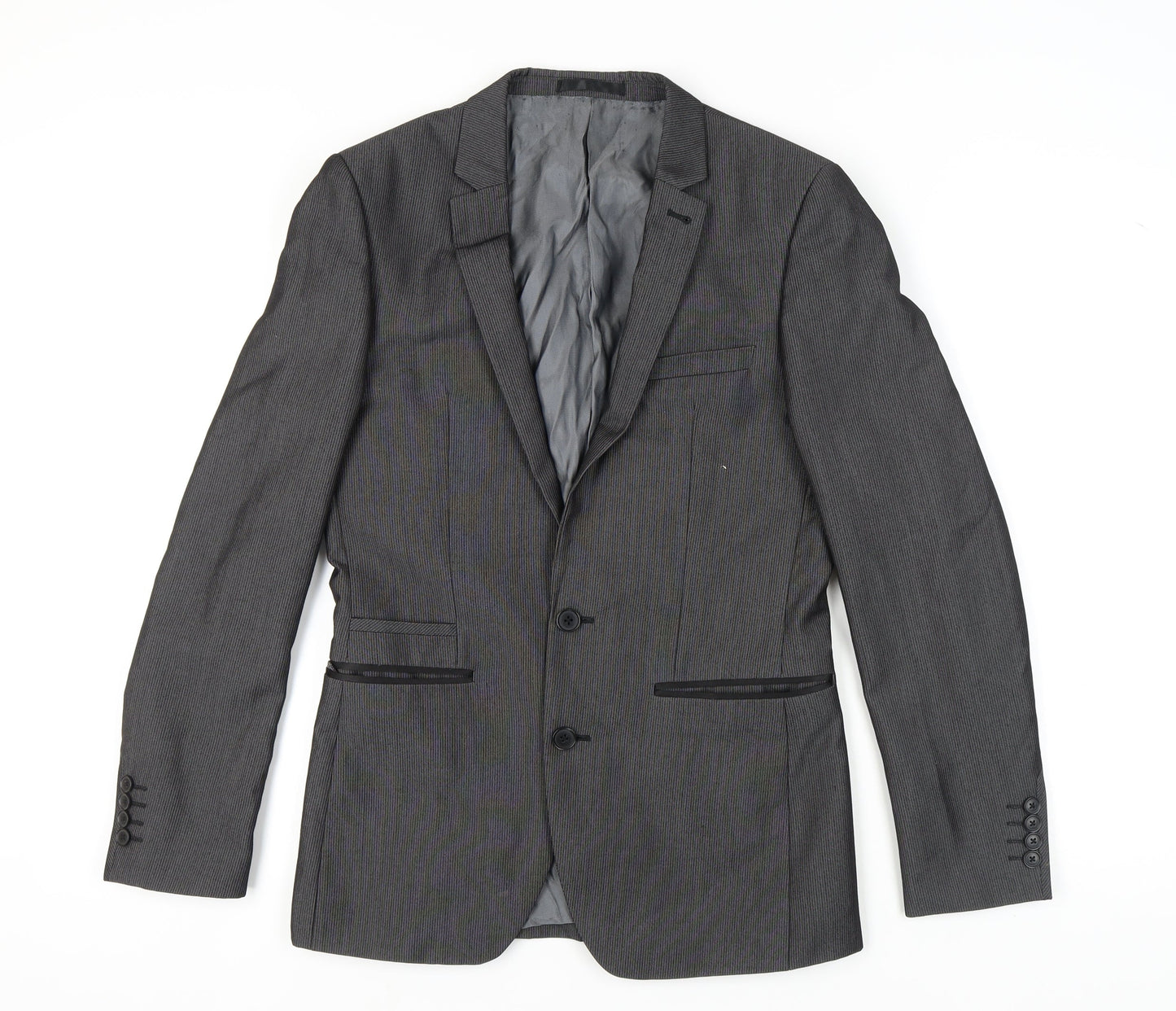 Next Men's Grey Striped Blazer 36R Regular Fit