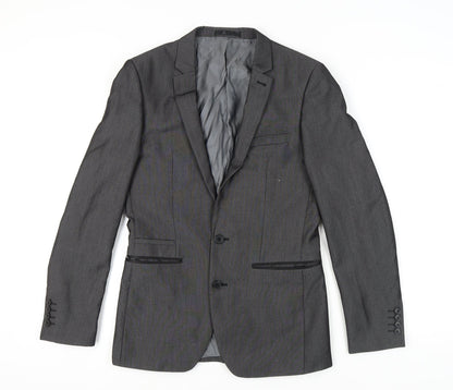 Next Men's Grey Striped Blazer 36R Regular Fit