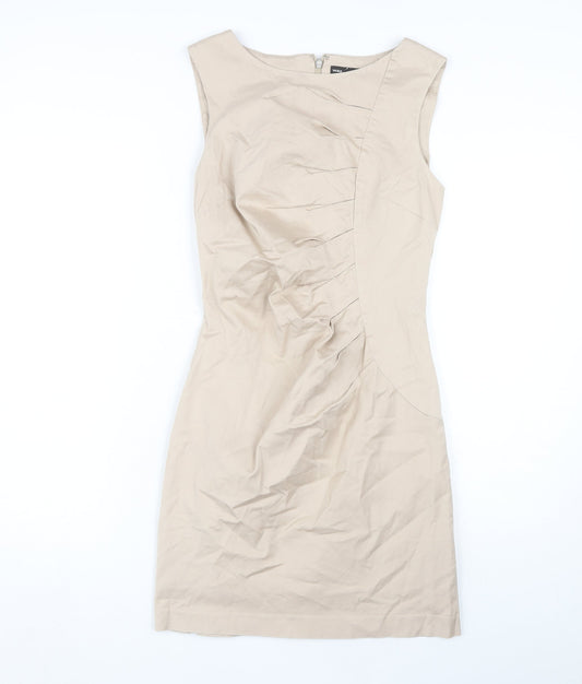 Warehouse Women Beige Sheath Dress - Size 10