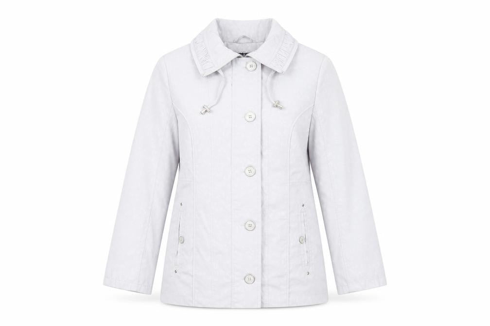 Isle Women's White Mid-Length Jacket, Size 12