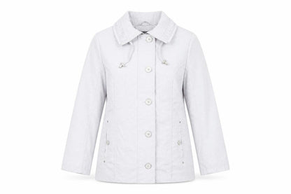 Isle Women's White Mid-Length Jacket, Size 12