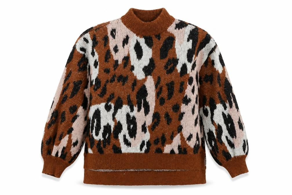 Vila Women's Brown Animal Print Pullover Jumper