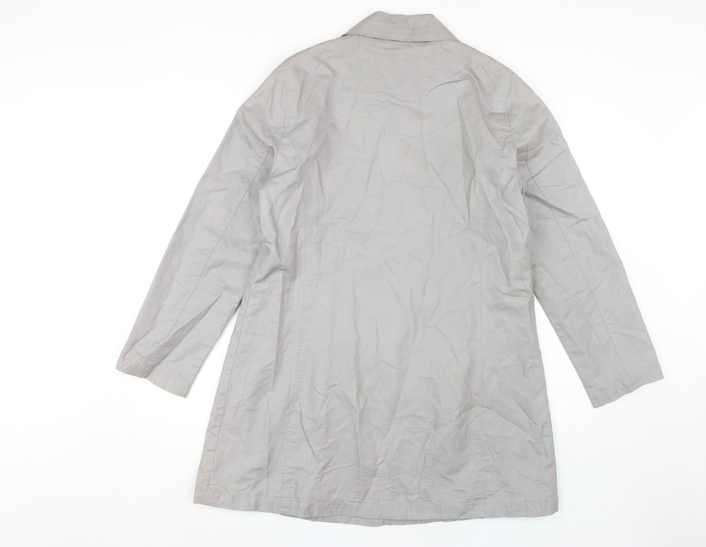 Per Una Women's Grey Linen Cotton Overcoat Size 14