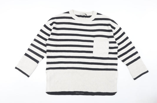 Oui Women's Striped Knit Jumper, Size 16, Black/White