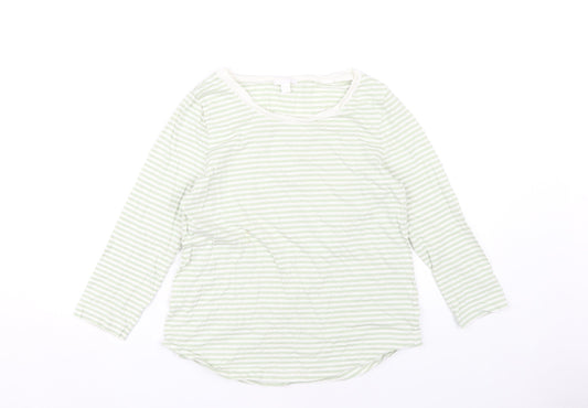 COS Women's Green Striped Long Sleeve Cotton Top