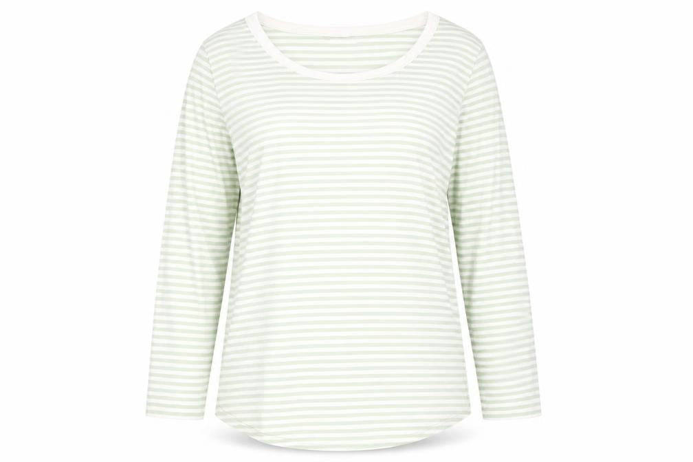 COS Women's Green Striped Long Sleeve Cotton Top