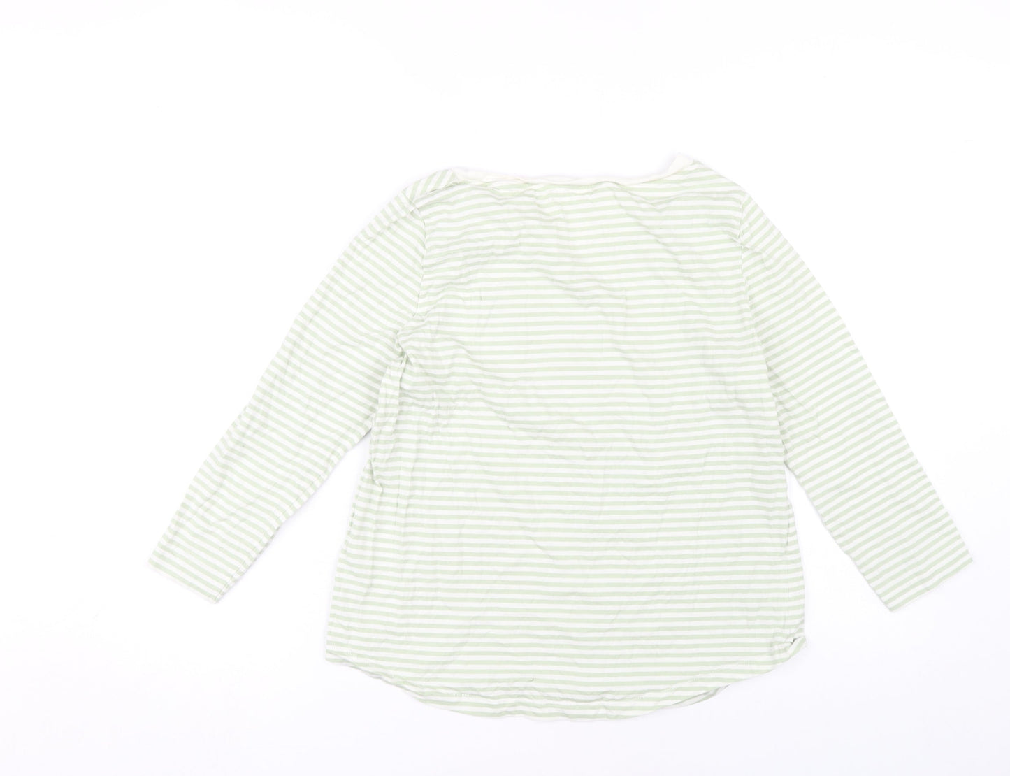 COS Women's Green Striped Long Sleeve Cotton Top
