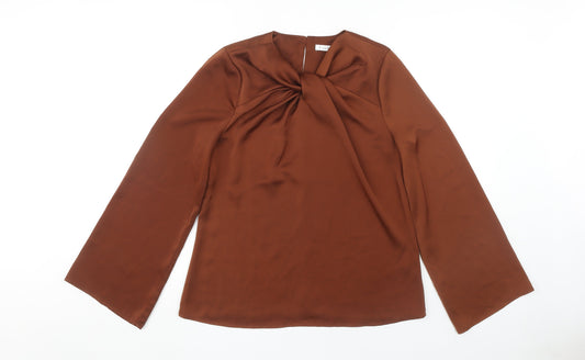 Preloved Fig & Basil Brown Long Sleeve Top Women's Size 12 - Front