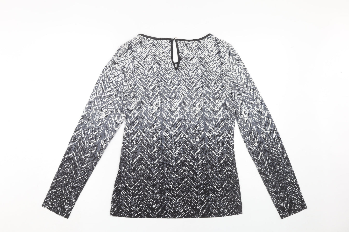 Oasis Women's Black White Geometric Top M Long Sleeve