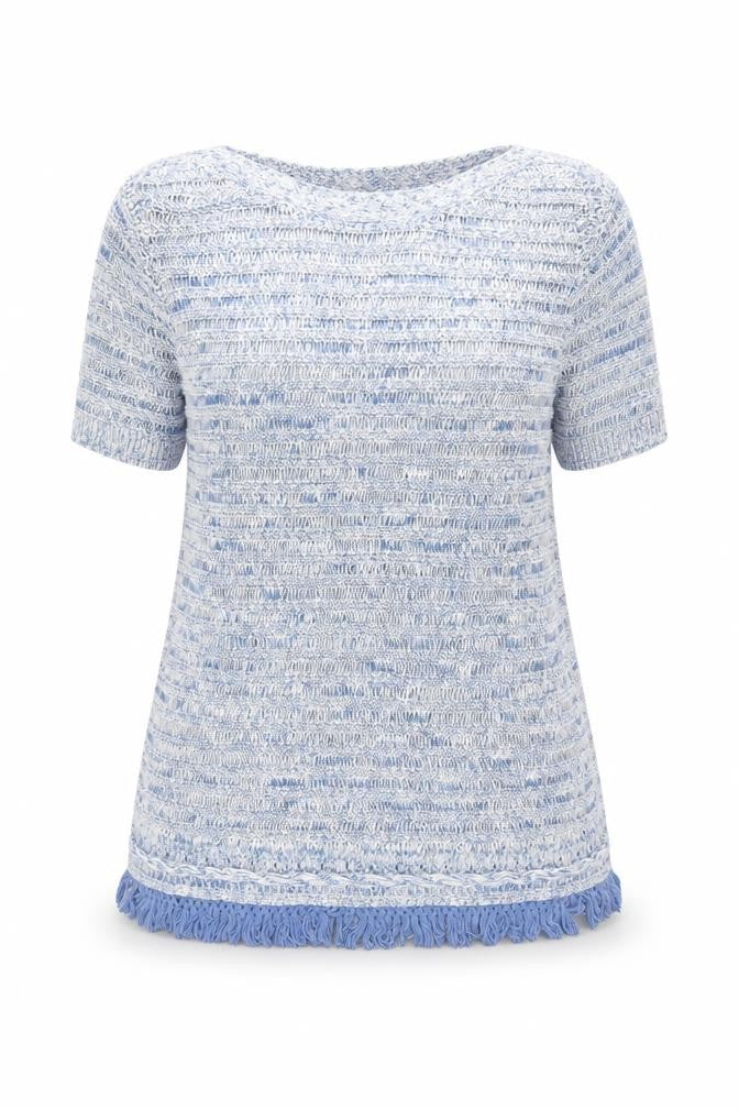 Laura Ashley Women's Blue Knit Jumper Fringe