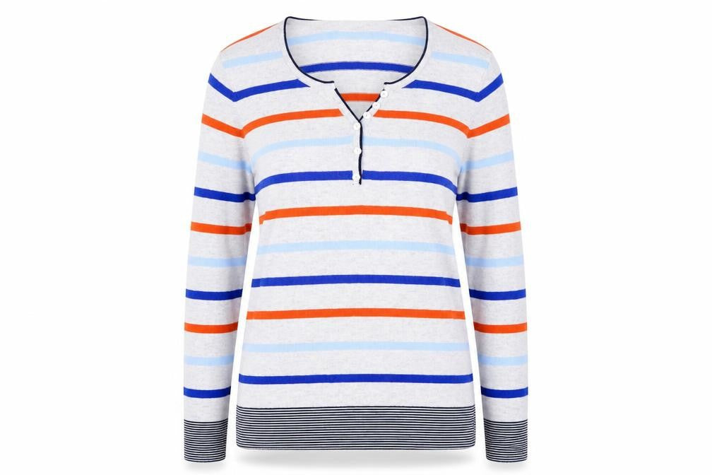Laura Ashley Women's Multicoloured Henley Jumper - Size 12