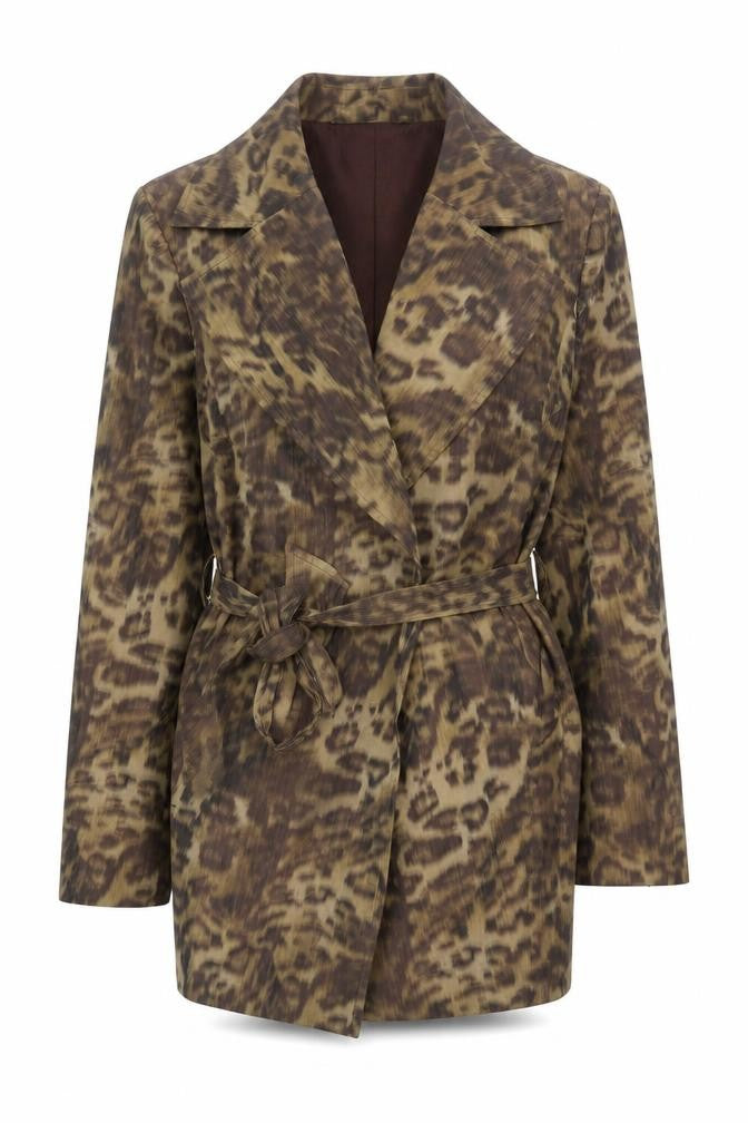 Windsmoor Women's Brown Animal Print Belted Coat