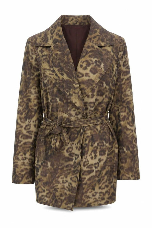 Windsmoor Women's Brown Animal Print Belted Coat