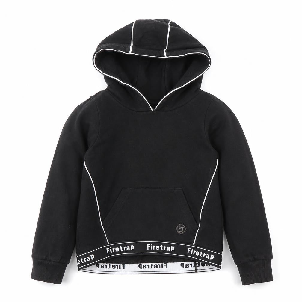 Firetrap Girls Black Hoodie, Age 4-5, Pullover Cotton