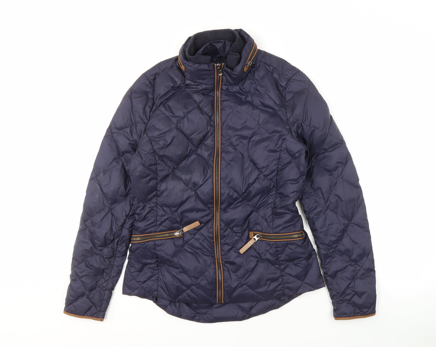 Marks and Spencer Women's Blue Quilted Jacket Size 8