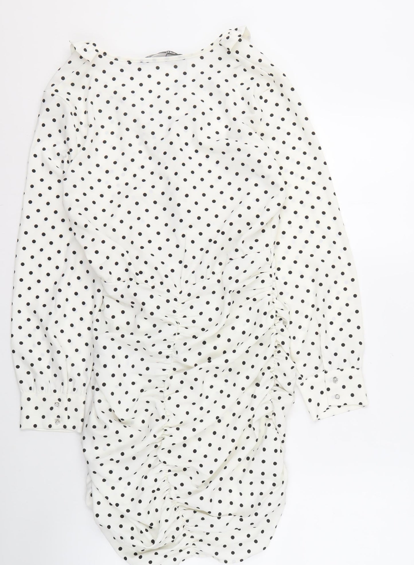 Zara Women's White Polka Dot Shirt Dress, Size S