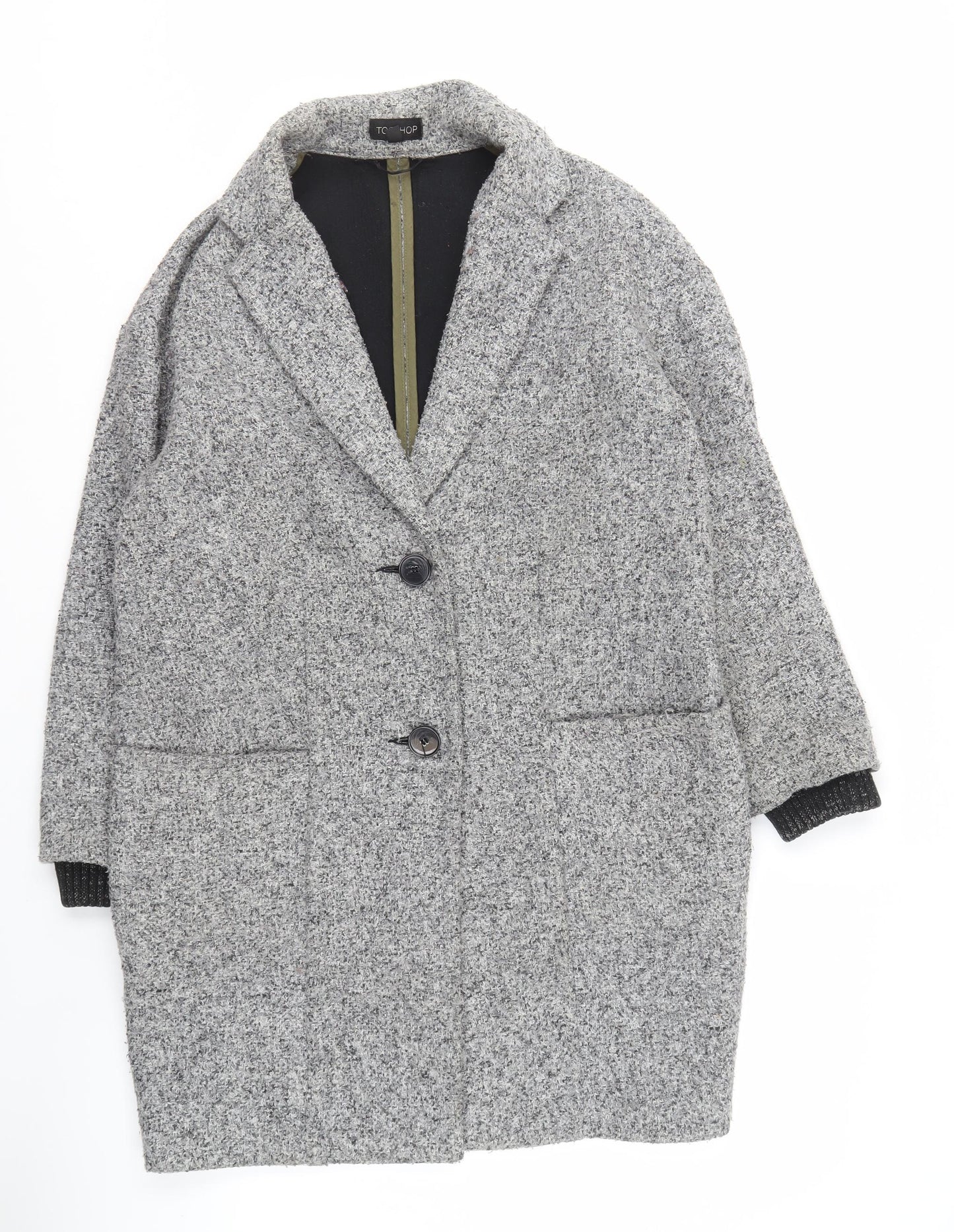 Topshop Women's Grey Overcoat S, Mid-Length