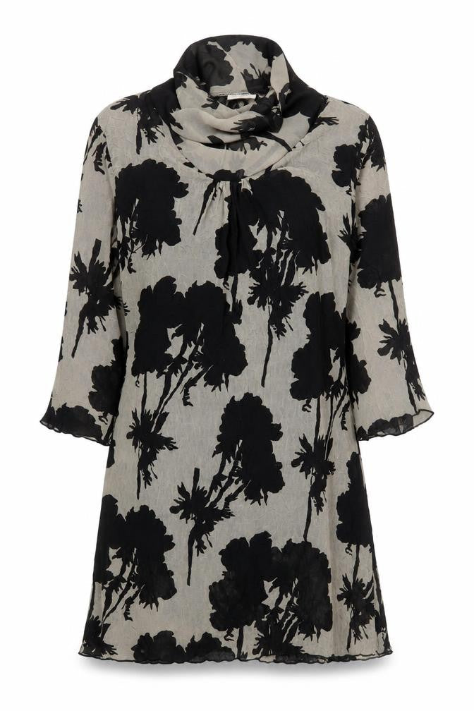 Adini Women's Black Floral Long Sleeve Dress
