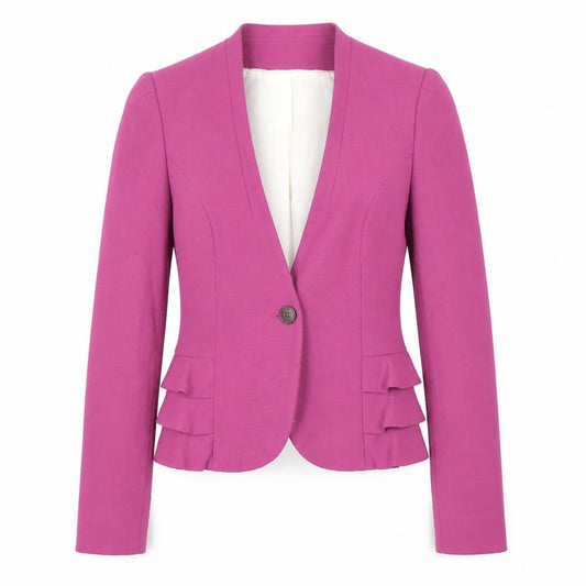 H&M Women's Pink Blazer Size 6 Ruffled