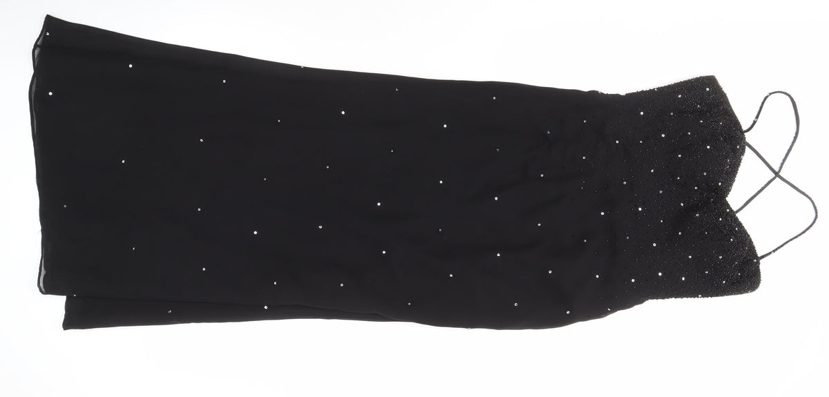 Marvie Women's Black Beaded Long Sleeveless Dress