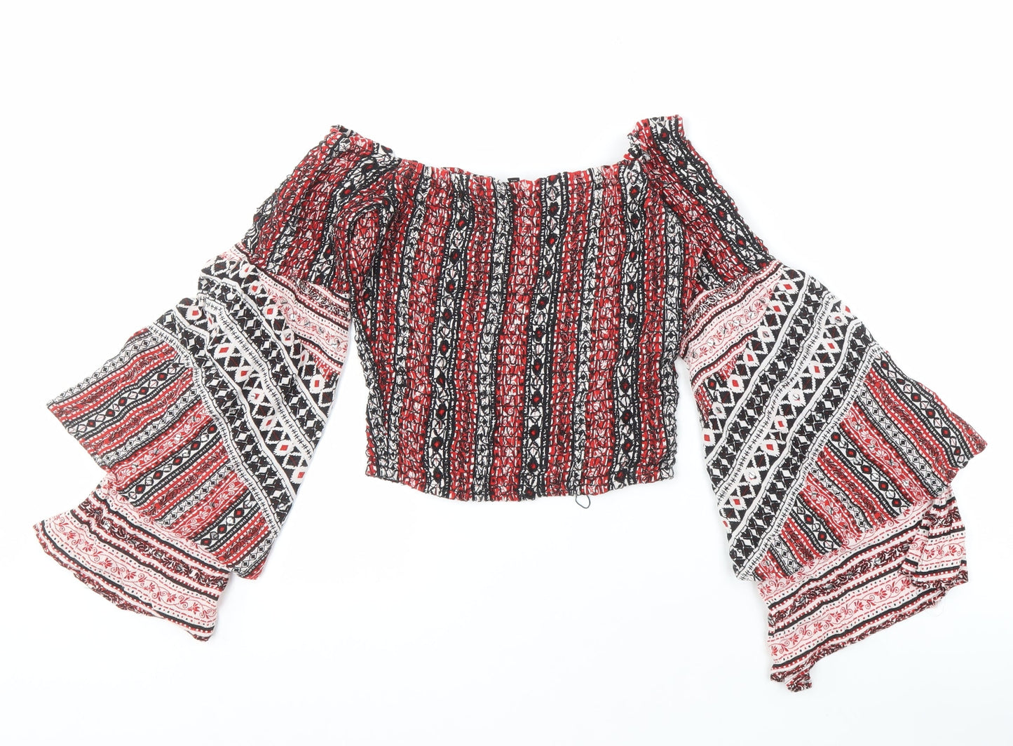 River Island Women's Red Black Cropped Top Size 8