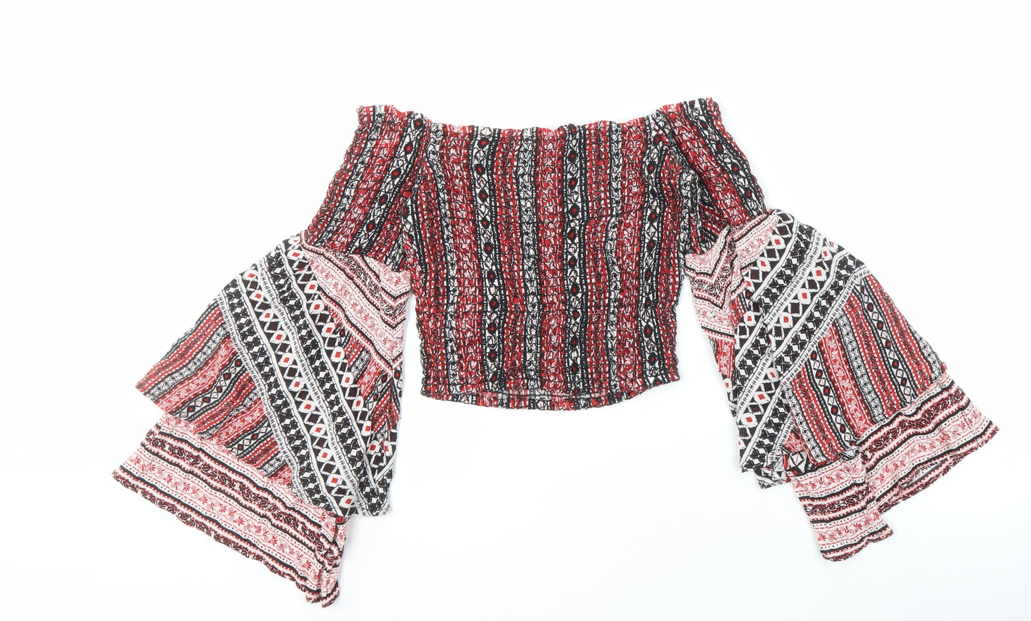 River Island Women's Red Black Cropped Top Size 8