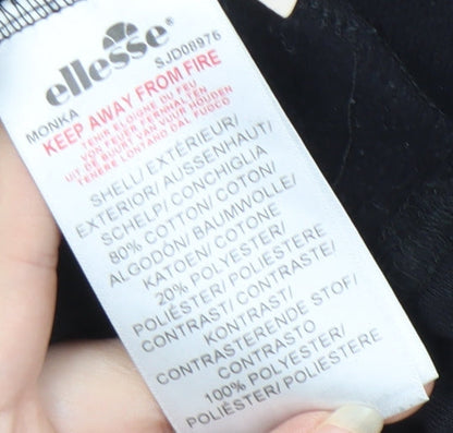Close-up detail of Ellesse Women's Black Hoodie, size 12, Comfortable Fit
