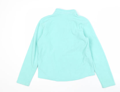 Back view of Decathlon girls’ blue fleece pullover sweatshirt 12-13 years