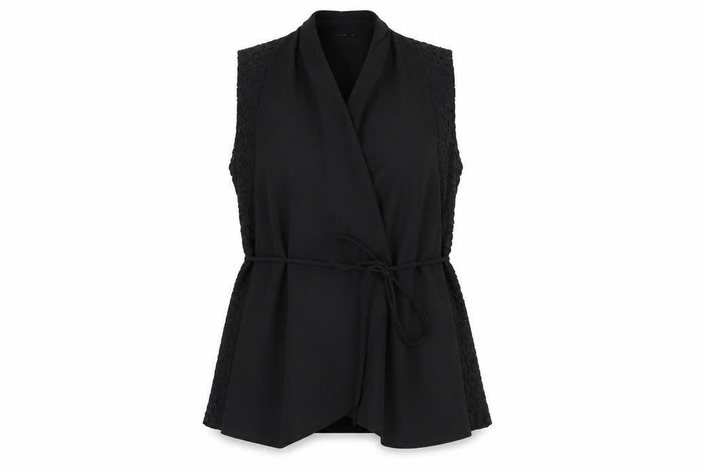 Nicole Exclusives Women's Black Wrap Lace Blouse S