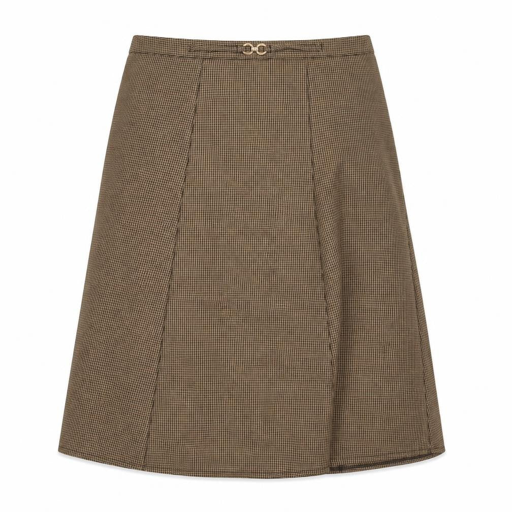 Damart Women's Brown Check A-Line Skirt Size 10
