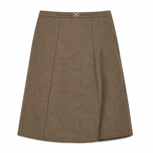 Damart Women's Brown Check A-Line Skirt Size 10