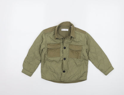 Additional front view of Zara boys’ green quilted jacket 3-4 years