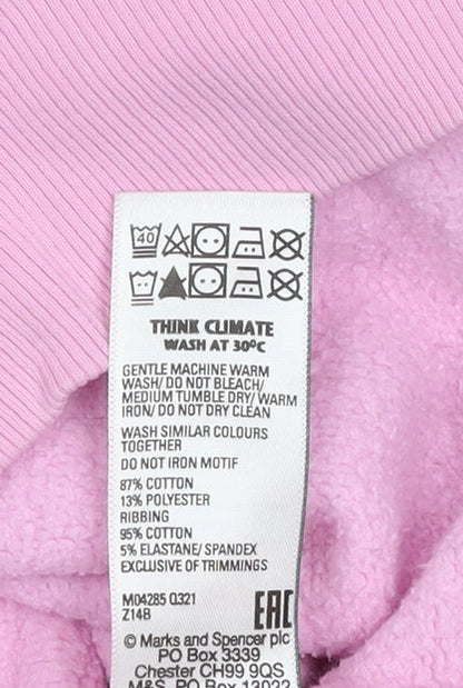 Close-up detail of Marks & Spencer girls’ pink pullover sweatshirt 15-16y