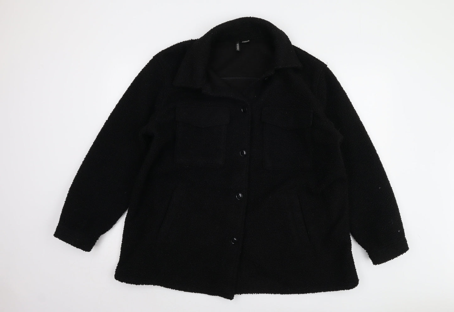 H&M Women's Black Fleece Jacket Size L Casual Winter